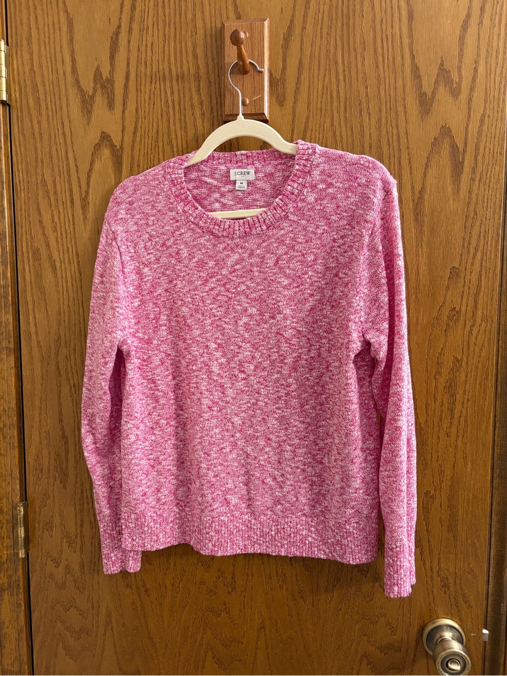 J. Crew Pink & White Marled Crewneck Sweater